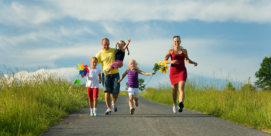 Family With Children Running