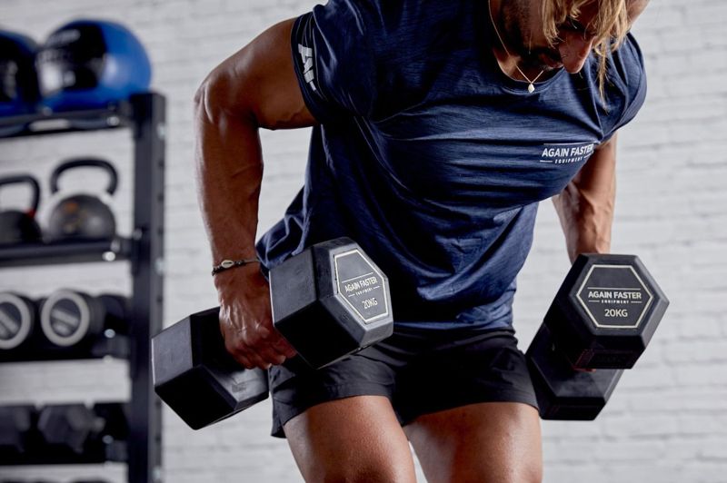 Man With Rubber Hex Dumbells