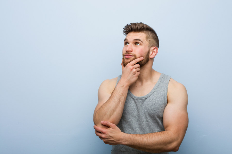 Man thinking and considering options