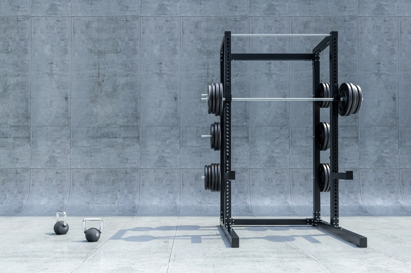 Power rack in home gym