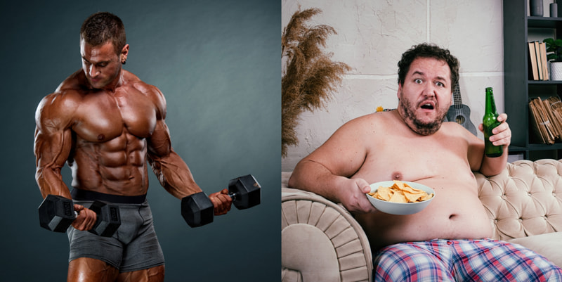 BMI Comparison - Body Builder and Obese Man
