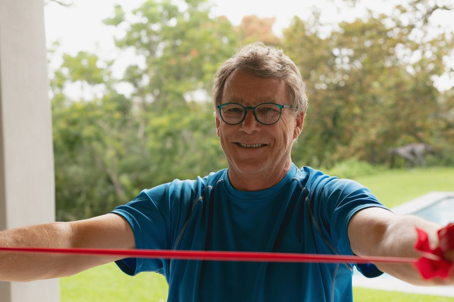 Older Man Using Resistance Bands